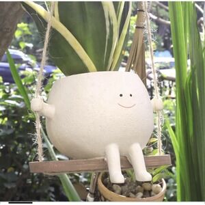 Swing Face Planter Hanging Resin Flower Head Pot Indoor Outdoor Succulent, Gift